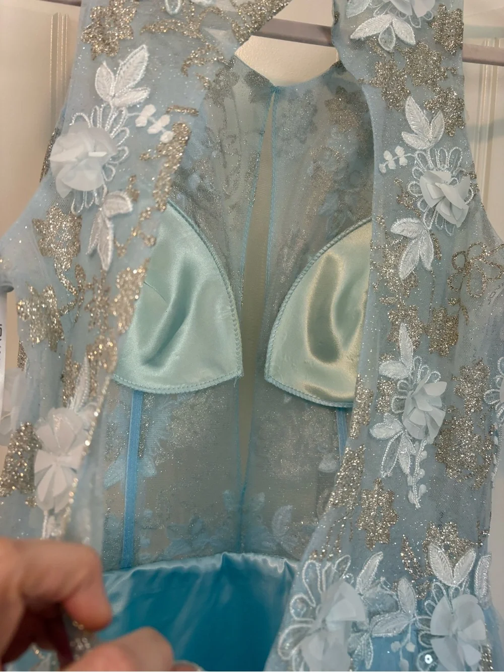 NWT Jovani 22515 tulle and glitter cocktail dress light blue size 6